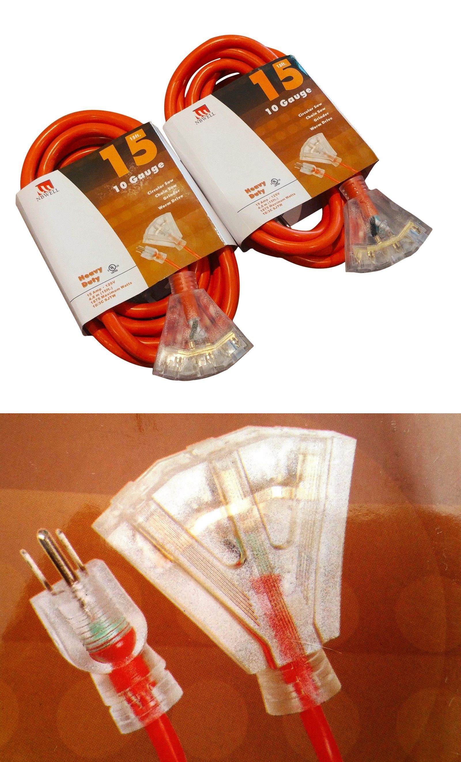 100 Ft 10 Gauge Triple-Tap Extension Cord Lit End 3 Wire 10//3 Feet
