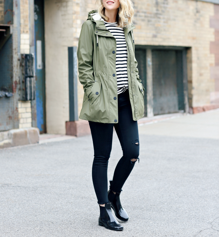 Classic rainy day outfit from lordandtaylor ad Rainy Day Outfit For Work Office, Rainy Day