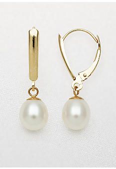 14k Yellow Gold Freshwater Pearl Leverback Dangle Earrings Luxe Yellow Gold Freshwater Pearl Leverback Dangle Earrings Belk Accessories