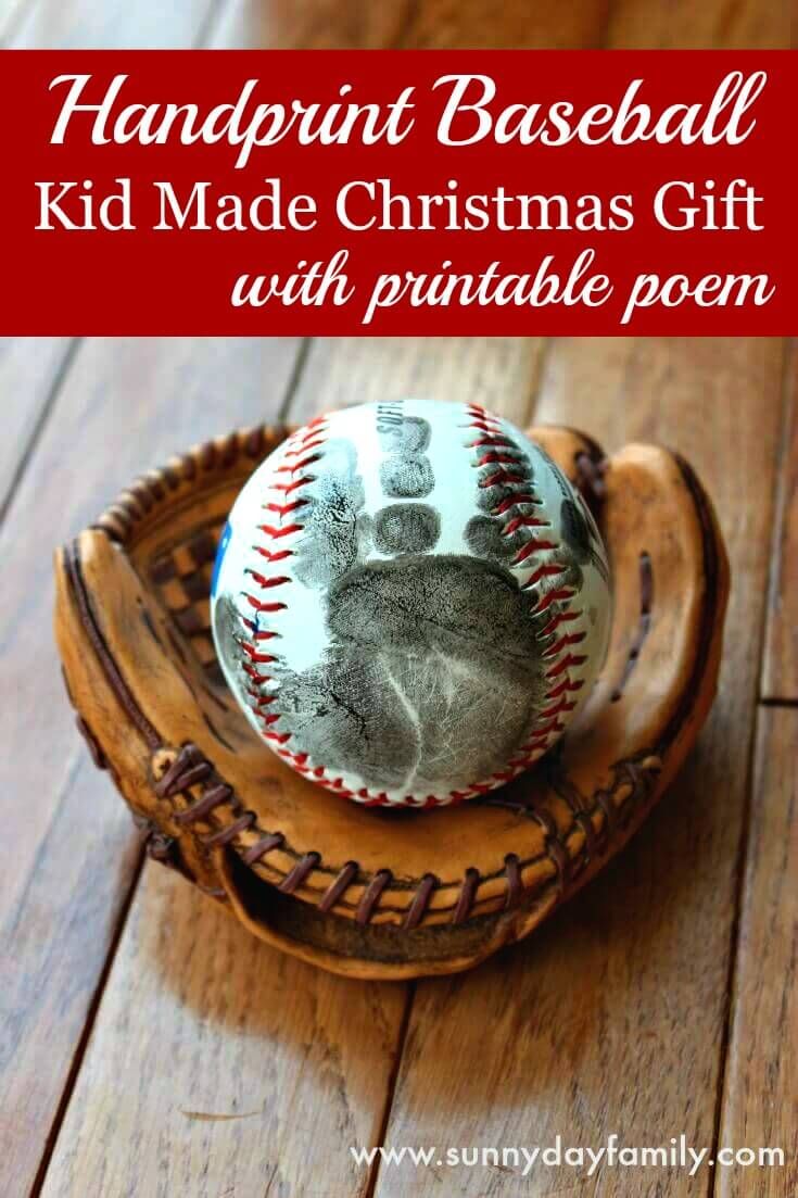 Handprint Baseball: Kid Made Christmas Gift with Free Printable Poem