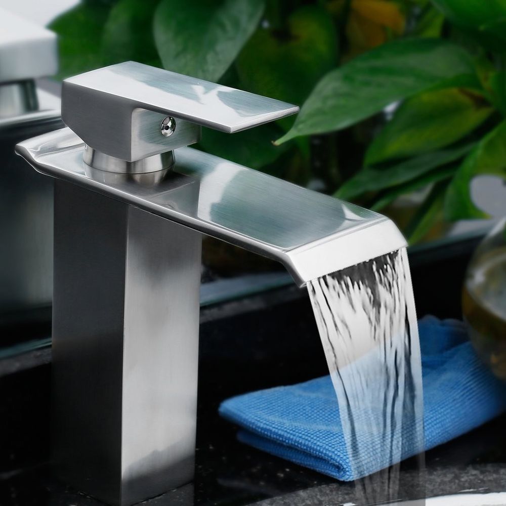 Sink Faucet One Handle Deck Mount Solid Br Widespread Waterfall Sink Faucet One Handle Deck Mount Solid Br Widespread Waterfall Bathroom Thickened Copper Body Easy Installation