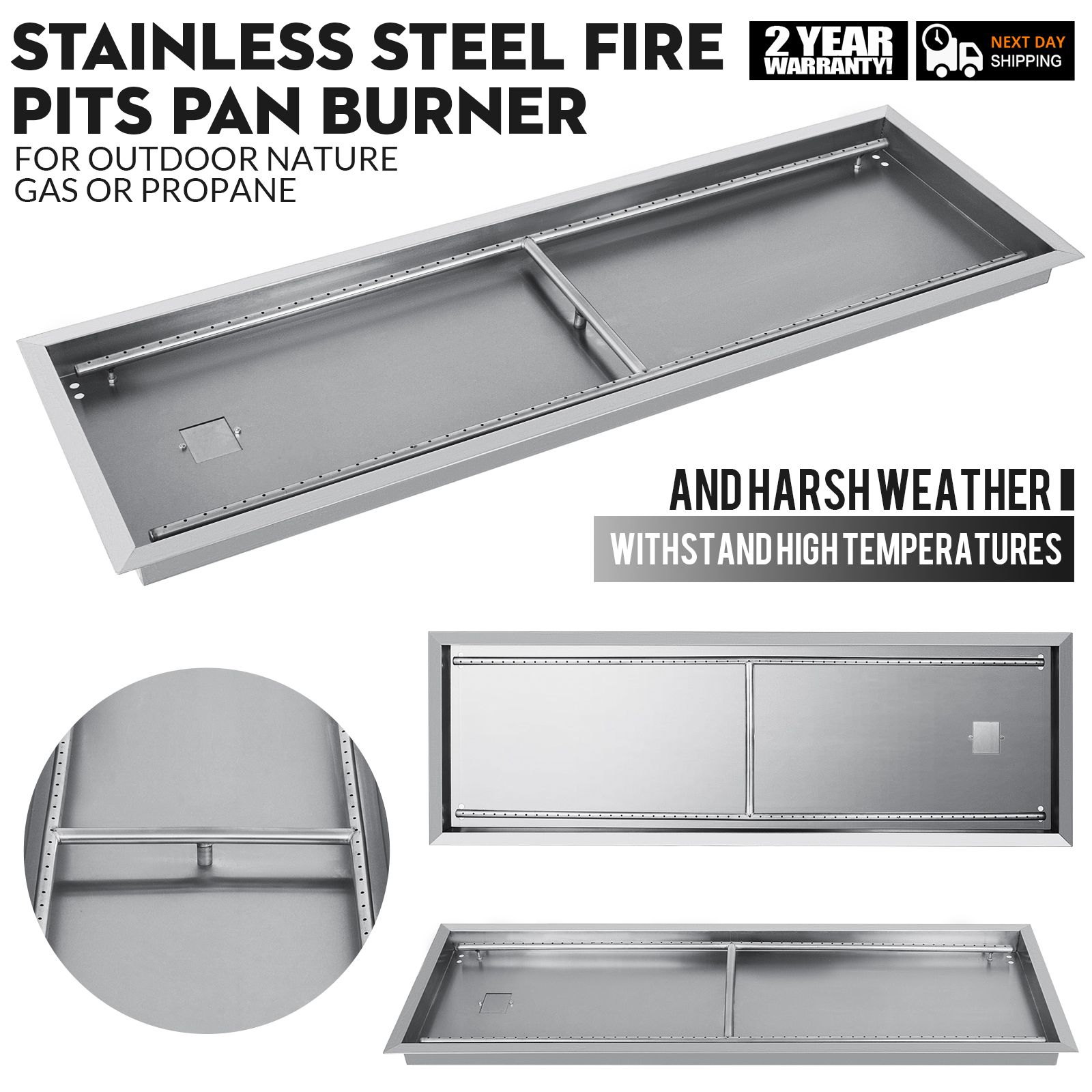 Linear Trough Drop-In Fire Pit Pan Natural Gas Burner 20,24,25.5,31.5,37.5,49 Linear Trough Drop-In Fire Pit Pan Natural Gas Burner 20,24,25.5,31.5,37.5,49