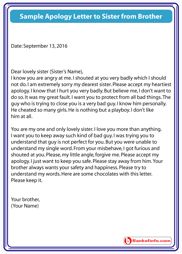 apology letter to sister bank of information letter to parents letter template