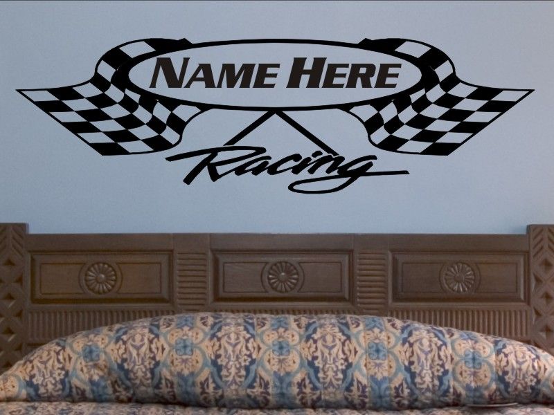 Crossed Checd Flag Wall Decal Personalized Racing Flags