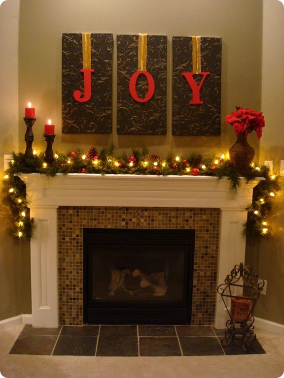 3 blank canvases...paint and hang letters over them with ribbon for