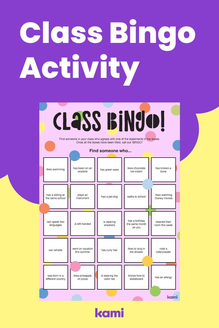 Class Bingo Activity Class Bingo Activity
