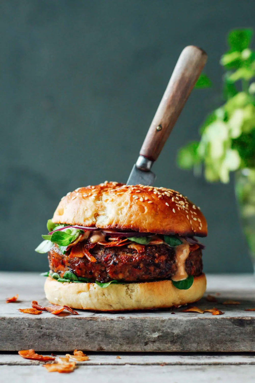 Smoky Tempeh Black Bean Burgers - Full of Plants