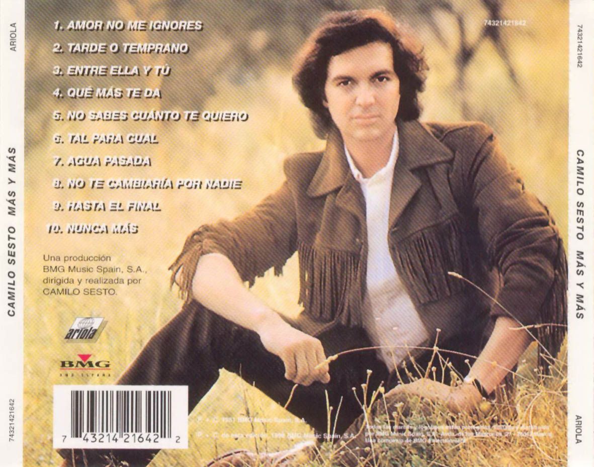 Carátula Trasera De Camilo Sesto Mas Y Mas Portada Camilo Sesto Camilo Camilo Sexto