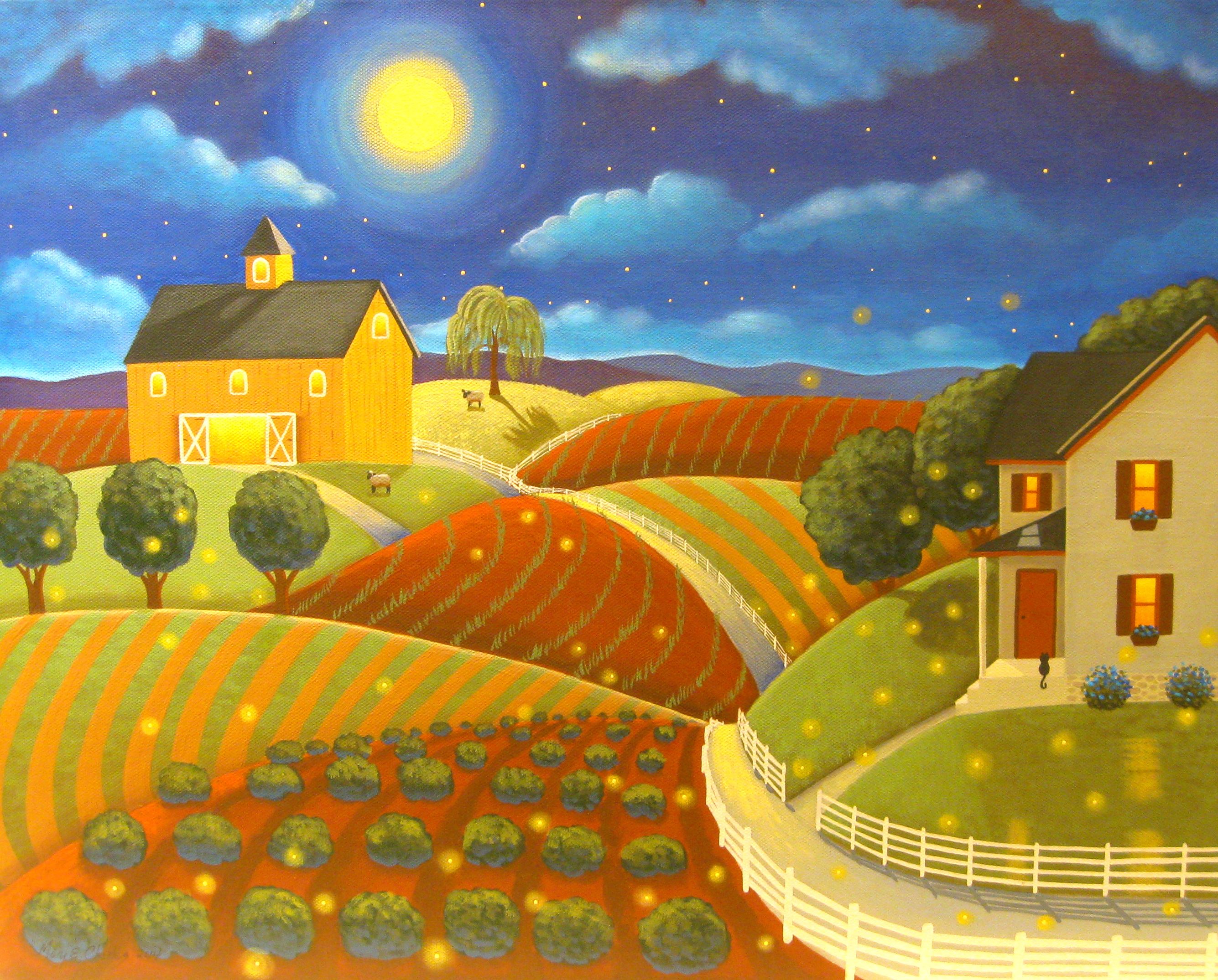Firefly Farm Original Folk Art Painting By Mary Charles Available At Firefly Farm Original Folk Art Painting By Mary Charles Available At