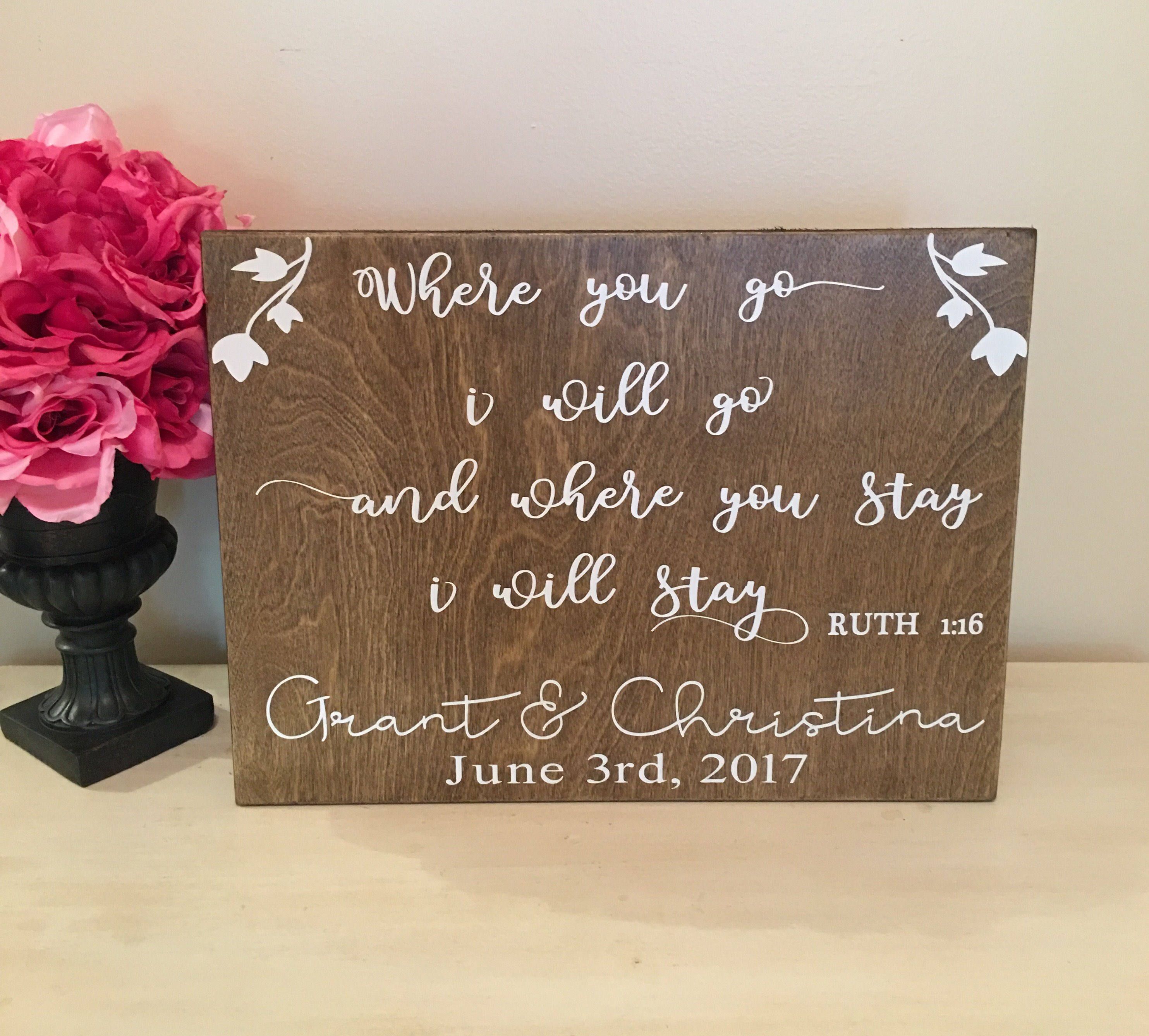 Personalized Wedding Sign Ruth 1 16 Engagement Personalized Wedding Sign Ruth 1 16 Engagement Gift Religious Gifts Custom Reception Signs 5th Anniversary