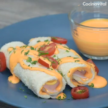 Rollitos de jamón, queso y pimiento morrón