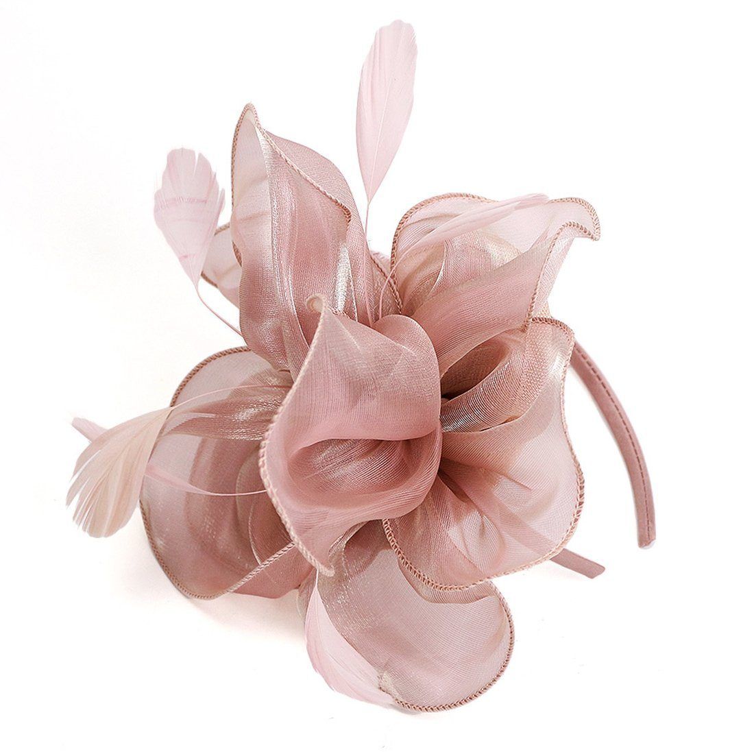 Flower Feather Hair Hat Fascinator Headband Clip Mesh Wedding Royal Ascot Formal