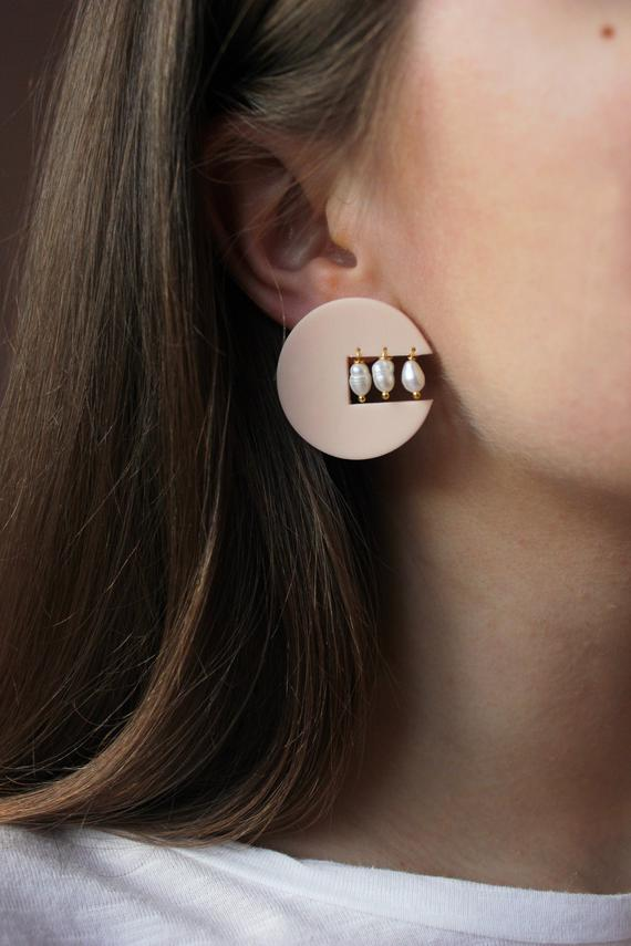 Handmade clay earrings Polymer clay statement earrings Polymer clay earrings.
