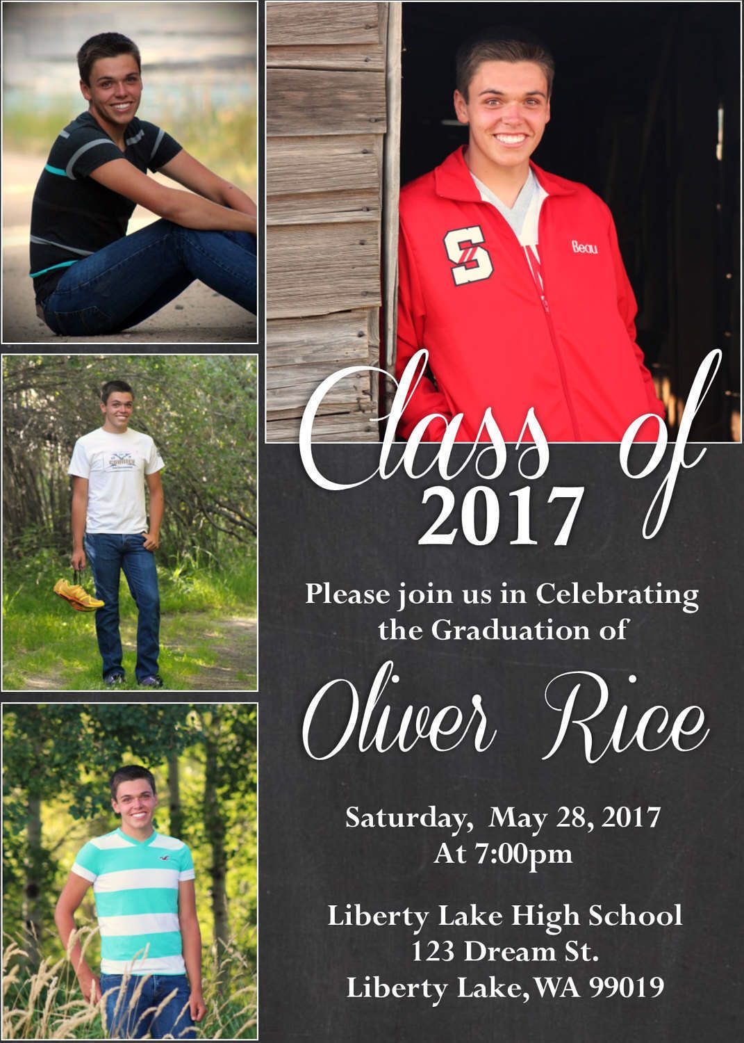 Graduation Invitation/Announcement Chalkboard Multi Photo Etsy