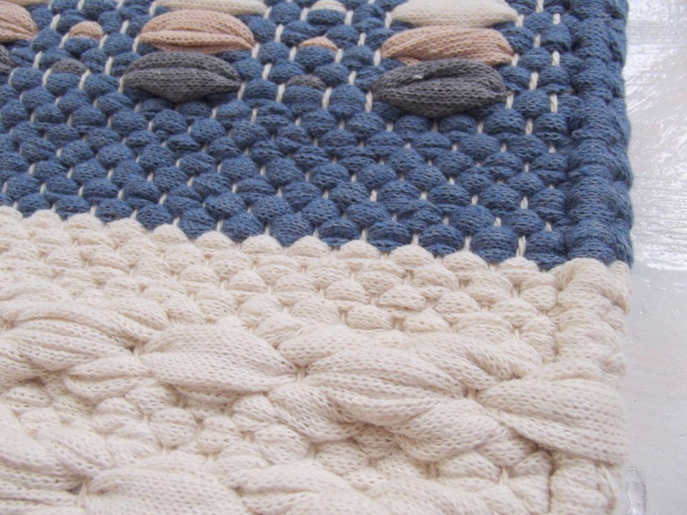 Blue And Off White Rug Small Cotton Reversible Handmade Blue And Off White Rug Small Cotton Reversible Handmade