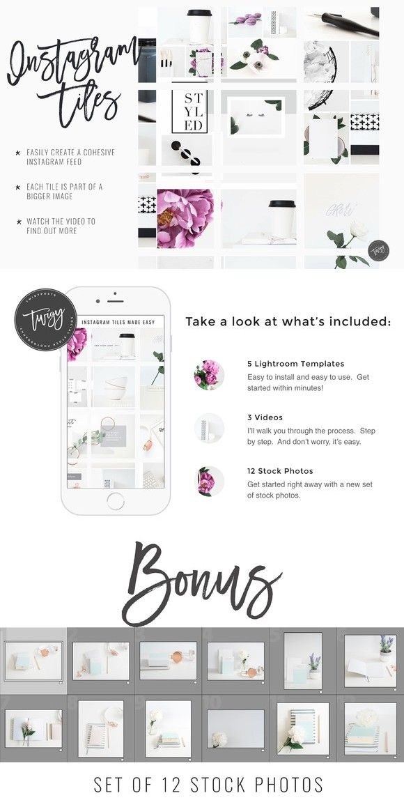 Create Instagram Tiles Lightroom templates, Instagram
