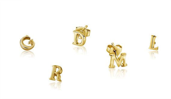 14k Gold Alphabet Earring 925 Sterling Silver Initial Earrings 14k Gold Alphabet Earring 925 Sterling Silver Initial Earrings Stud Letter On Etsy 15 00