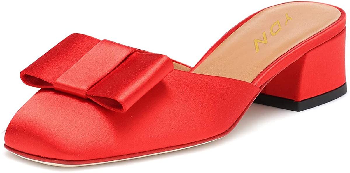YDN Women Block Low Heel Mules Slip on Pumps Open Toe Slide Sandals Slipper Shoes