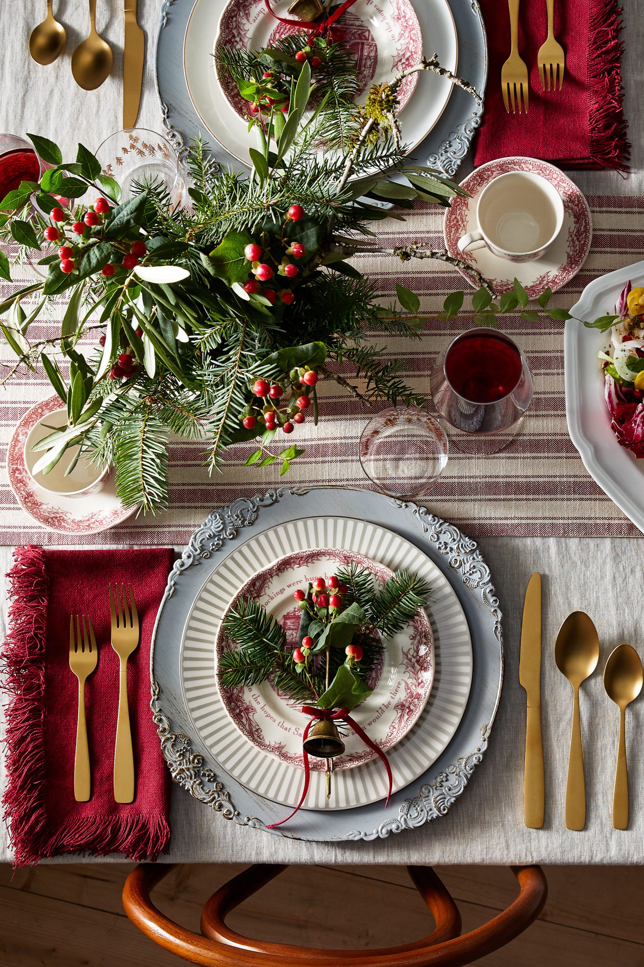 Holiday table inspiration: red napkins, foraged greenery and metallic flatware.✨ So easy to put together and so comforting on a cold winter night. 🍽️ Shop festive tabletop picks on Amazon Home. #amazonhome #founditonamazon Christmas Dining, Christmas Table Settings, Christmas Tablescapes, Noel Christmas, Christmas Table Decorations, Decoration Table, Holiday Tables, All Things Christmas, Christmas Seasons