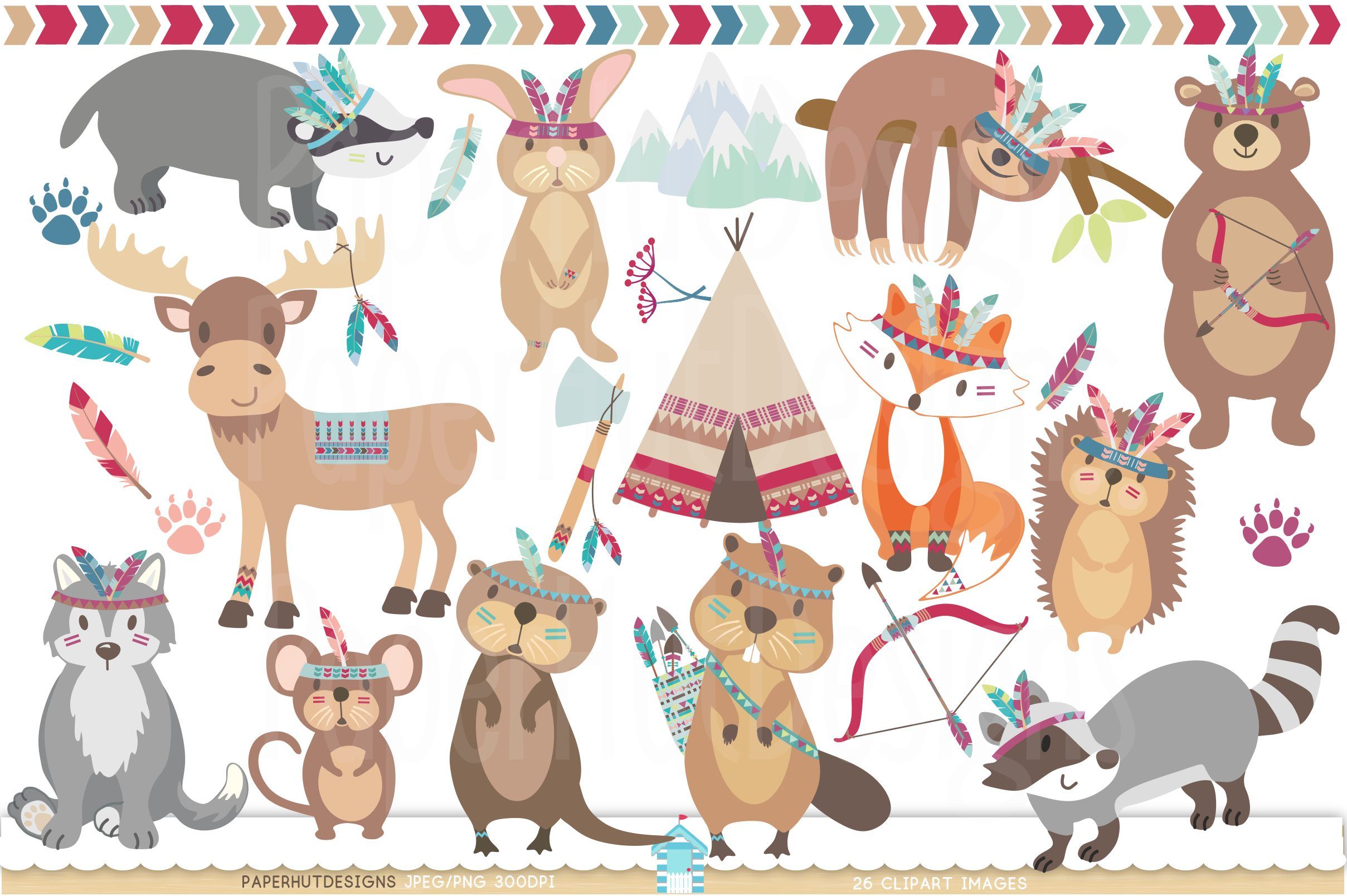 Woodland Forest Animals Clipart Rock art