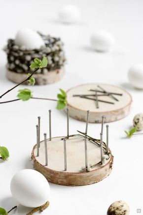 Osterkörbchen flechten mit Baumscheiben #twigcrafts