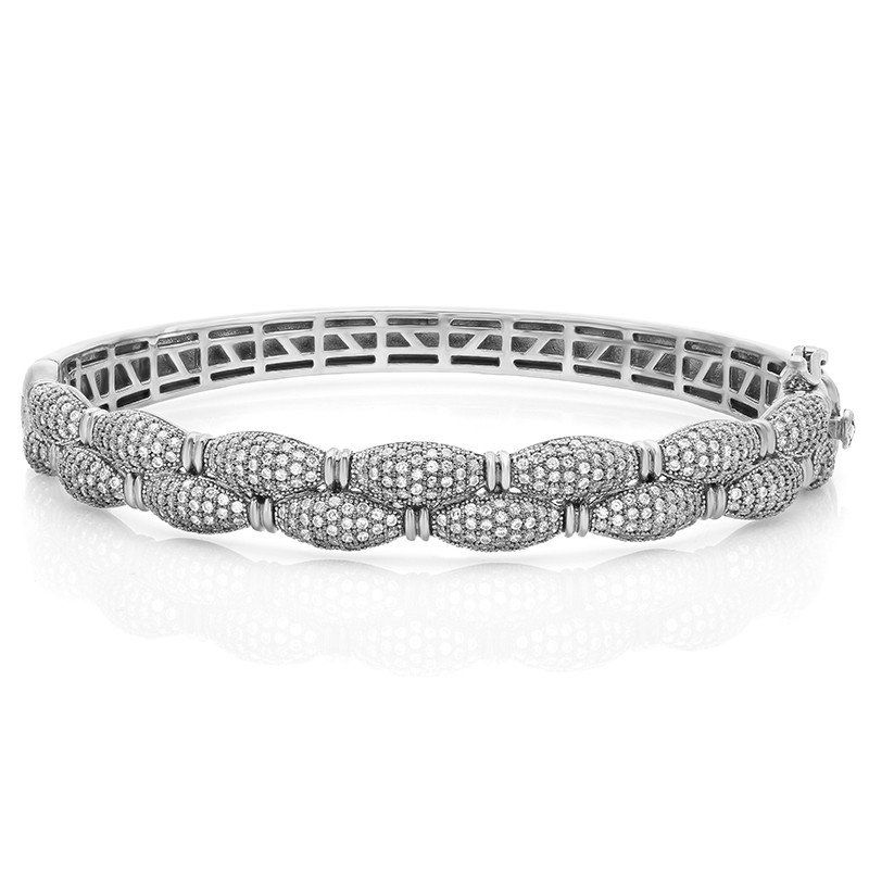 Sterling Silver Bracelet With Simulated Diamonds By Swarovski Sterling Silver Bracelet With Simulated Diamonds By Swarovski Man Made