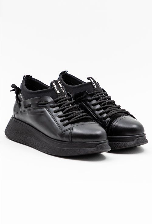 Pantofi negri din piele naturala si material textil - Dasha.ro Box, Snare Drum