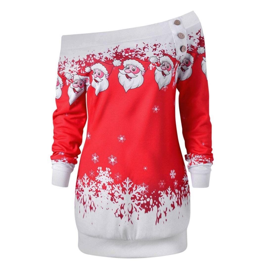 Winter 2019 Skew Collar Women Plus Size Santa Claus Print Merry Christmas Sweatshirt Blouse Shirt Tops Winter 2019 Skew Collar Women Plus Size Santa Claus Print Merry Christmas Sweatshirt Blouse Shirt Tops