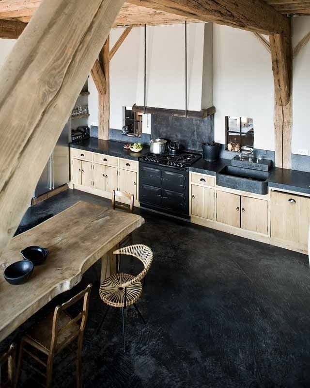 Zwarte vloer in de keuken | Keuken ontwerp ...