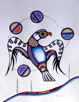 Eagle Spirit By Goyce Kakegamic Woodlands Art Original Red