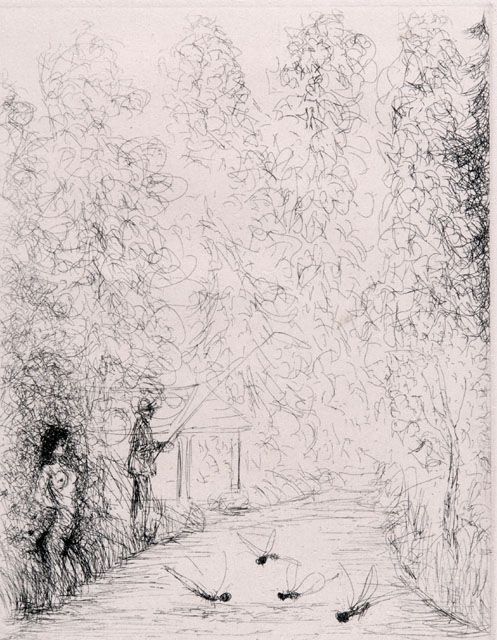 angler with nude n d edward goerg french 1893 1969 etching artist a