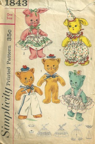 Stuffed Kitty in a Dress Vintage Pattern Stuffed Kitty in a Dress Vintage Pattern