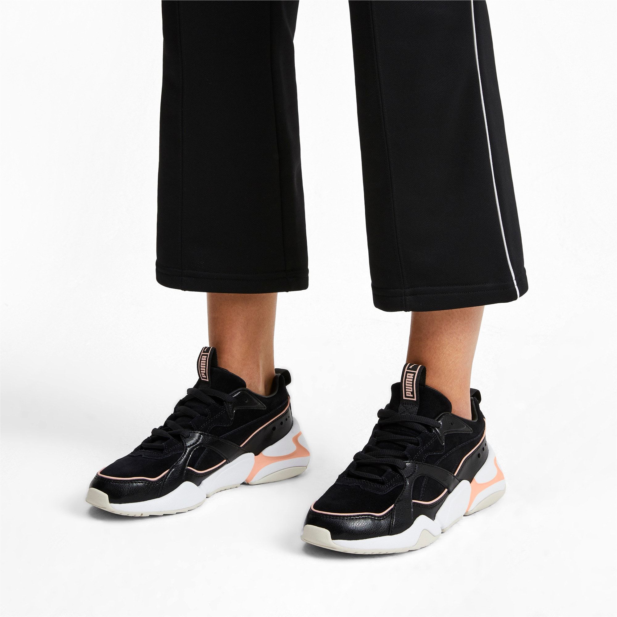 PUMA Nova 2 Suede Women's Trainers in Black/Peach Parfait ... PUMA Nova 2 Suede Women's Trainers in Black/Peach Parfait ...