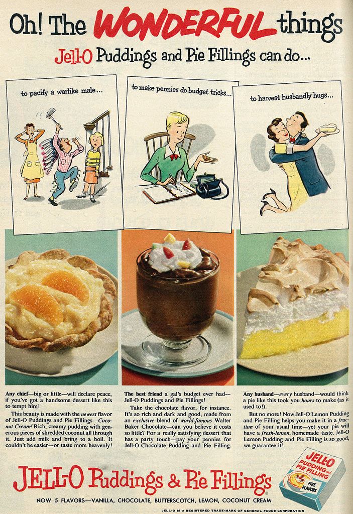 1953 illustrated food ad jell o puddings pie fillings wonderful https flic kr p ikv24m 1953 illustrated food ad jell o puddings pie fillings wonderful things vintage 1950s magazine advertisement