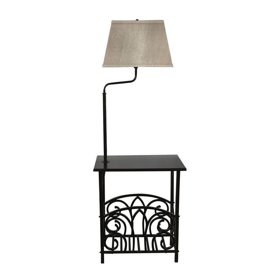 Home Garden Floor Lamp Toast Fabric Shade 3 Way Switch Shelf Built In Table Bronze 54 Inch Lamps Floor Lamp Toast Fabric Shade 3, Floor Lamp With Table Built In