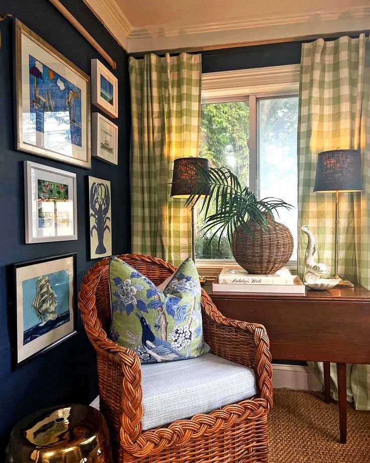 Our Mertie Buffalo Checks Curtain Set can dress any room up or down while always giving off a classic and charming appeal. Made from 100% soft and pure cotton threads, Mertie will dress your room up or down with a traditional 2-inch by 2-inch Laurel Green and Off-White check pattern. The fabric is extremely soft to the touch and resistant to wear and tear. These curtains are lined with flat, ivory fabric and utilize a unique combination of both back tab and rod pocket headings for the curtain. Living Room Colors, Small Living Rooms, Living Room Modern, Modern Bedroom, Interior Design Living Room, Bedroom Interior, Living Room Designs, Off White Curtains, Sheer Curtains