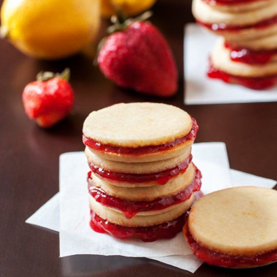 Homemade Strawberry Jam Sandwiched Between Buttery Shortbread Cookies homemade-strawberry-jam-sandwiched-between-buttery-shortbread-cookies
