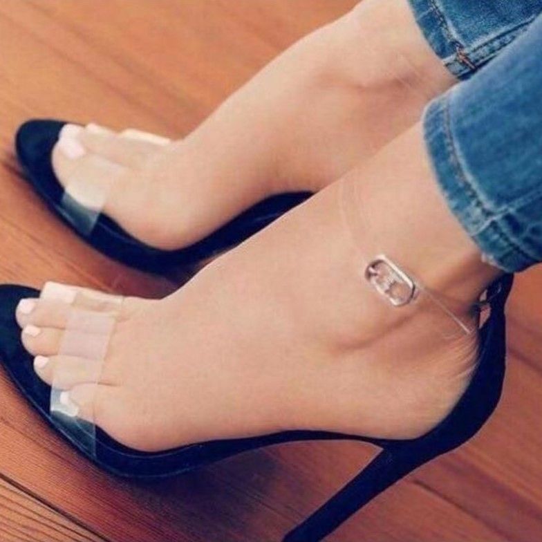 clear string up heels