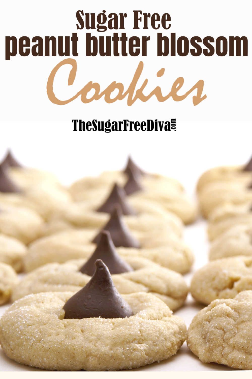 Sugar Free Peanut Butter Blossom Cookies - THE SUGAR FREE DIVA #peanutbutterblossomcookies