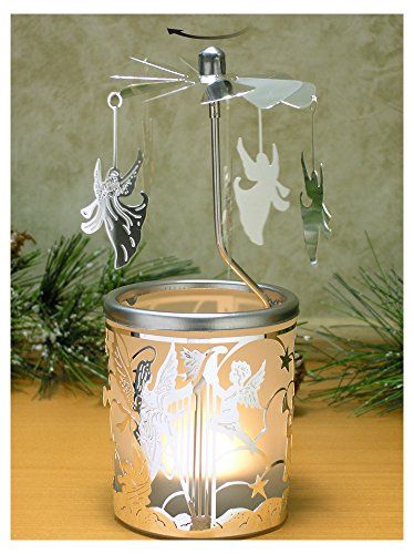 Rotating Candle Holder Spinning Candle with Laser Cut Design Carousel Candle BANBERRY DESIGNS Christmas Tree Candle Holder