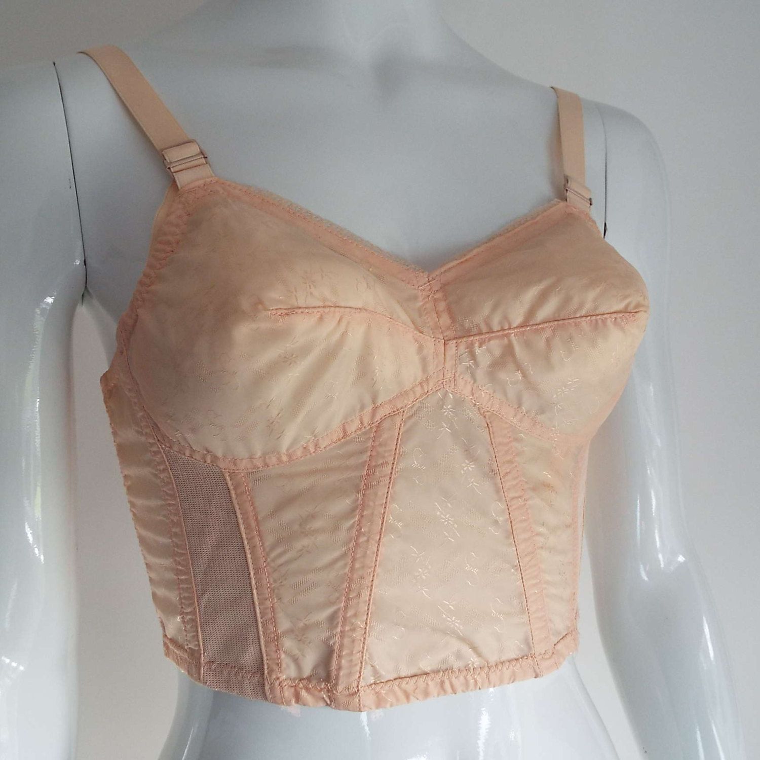 Vintage 1950s Spirella Long Line Bra Peach Bra Bullet Bra Etsy Longline Bra Bullet Bra