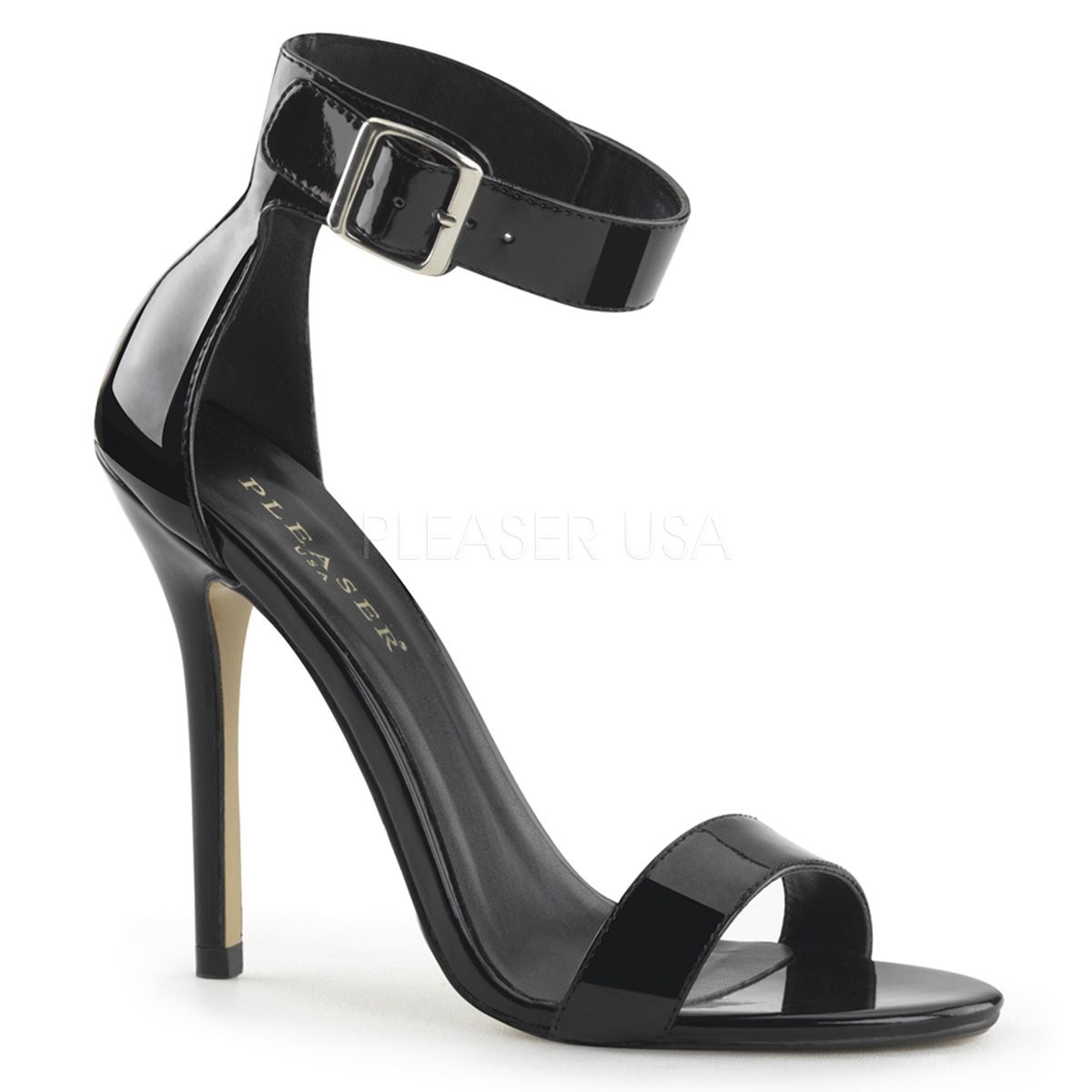 black ankle strap heels size 5