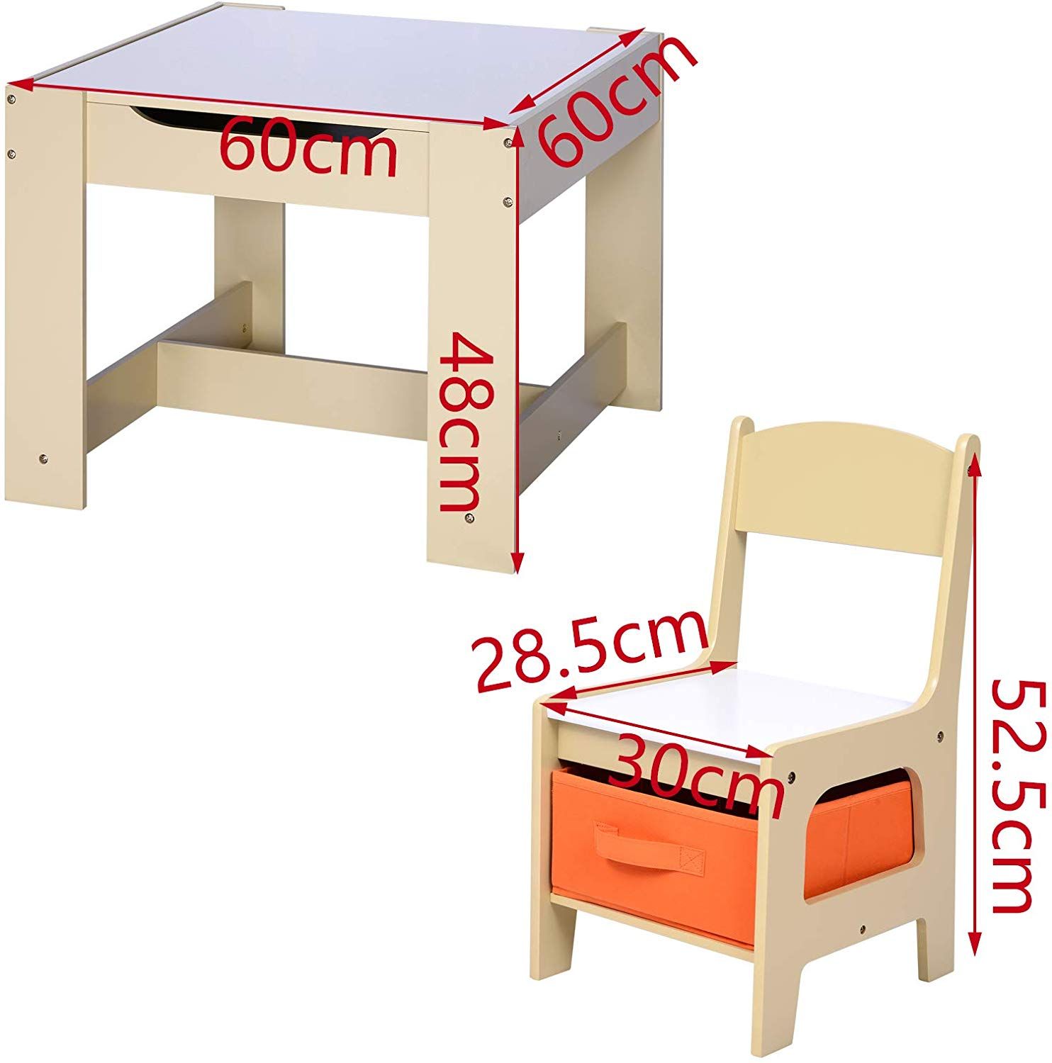 WOLTU 4 uds Grupo de Asientos para Niños Mesa con 2 Sillas y 1 Banco para Niños Infantil Silla con Espacio de Almacenamiento Serie de Viaje en Bosques Verde+Roble SG018+KR012