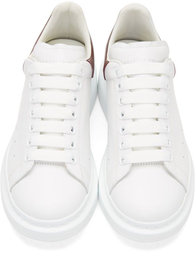 Alexander McQueen - White & Burgundy Oversized Sneakers ... Alexander McQueen - White & Burgundy Oversized Sneakers ...