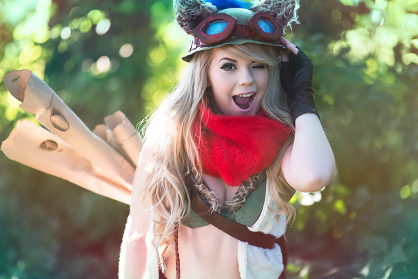 High heel in pee hole League of legends teemo cosplay