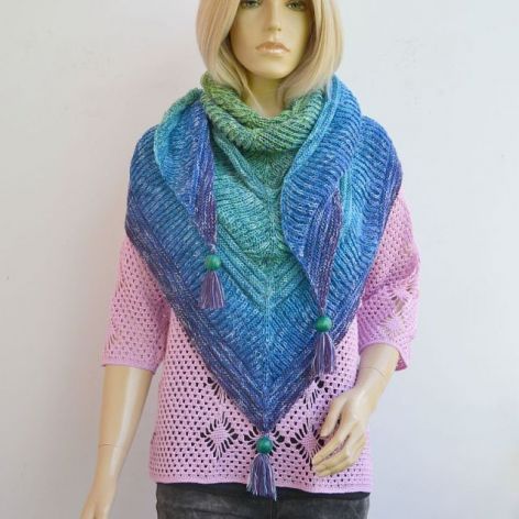 Chusta w zieleni i turkusie Crochet Scarf, Knitted Scarf, Winter Scarf, Knitting, Fashion, Moda, Tricot, Fashion Styles, Breien