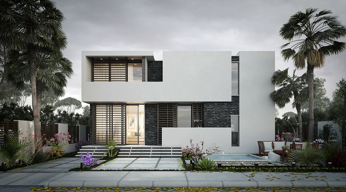 White And Black Villa On Behance Architecture Pinterest Villas