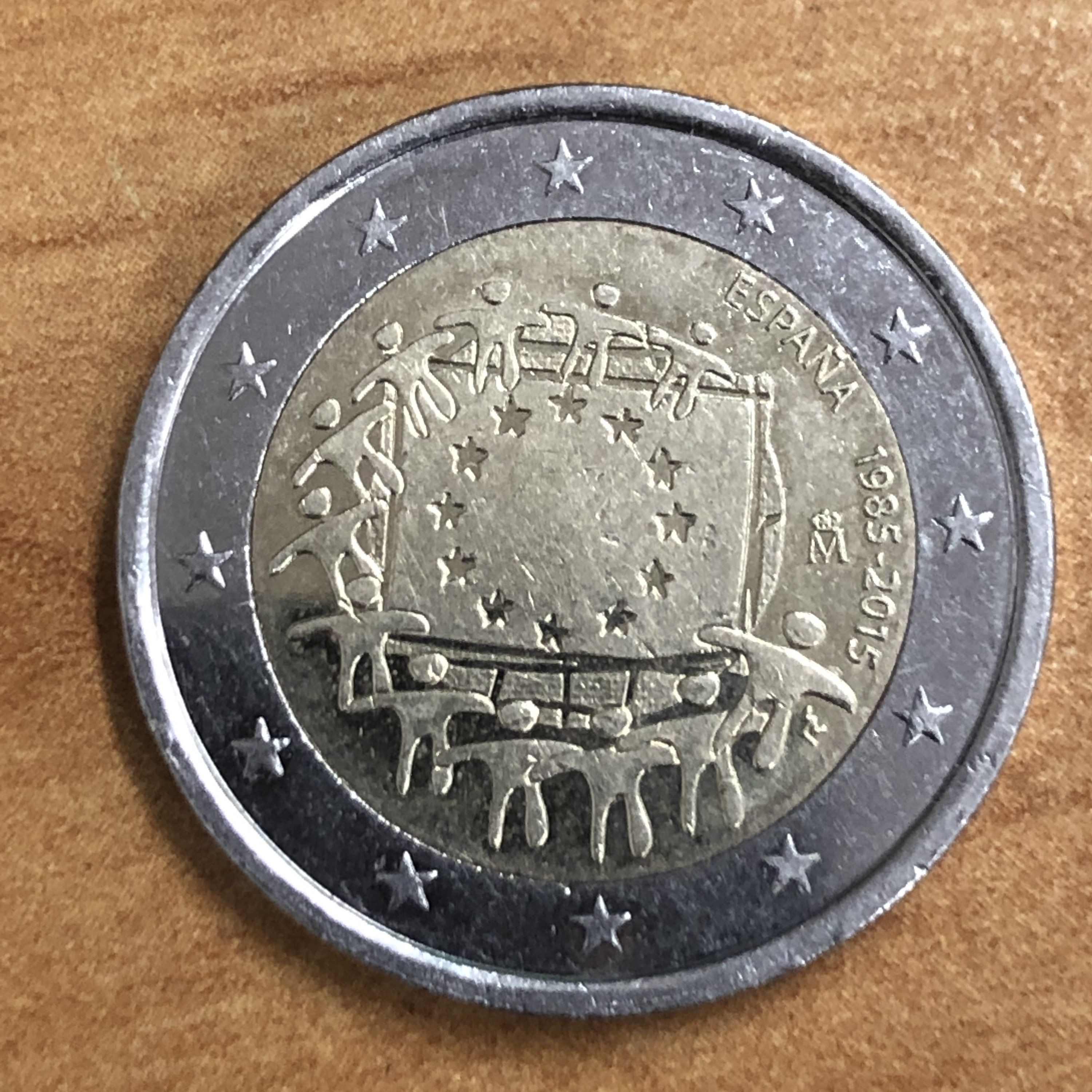 Coin 2 Euro Spain 2015 Commemorative 30 Years European Flag Etsy Coins European Flags Commemoration
