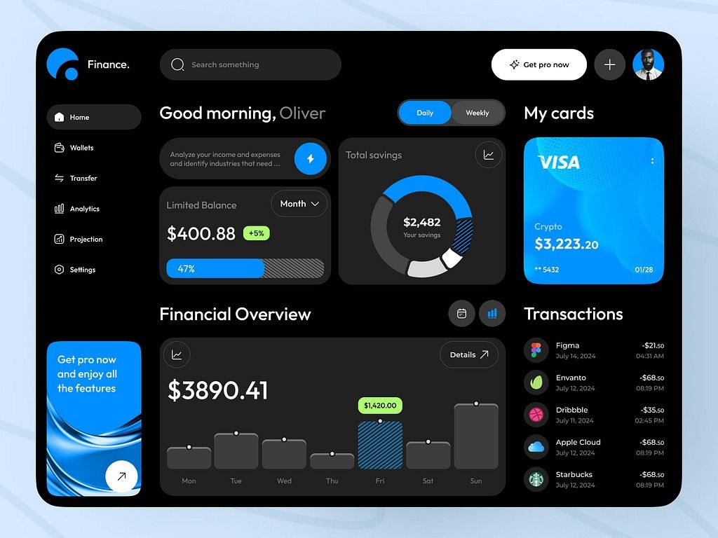 Finance app design