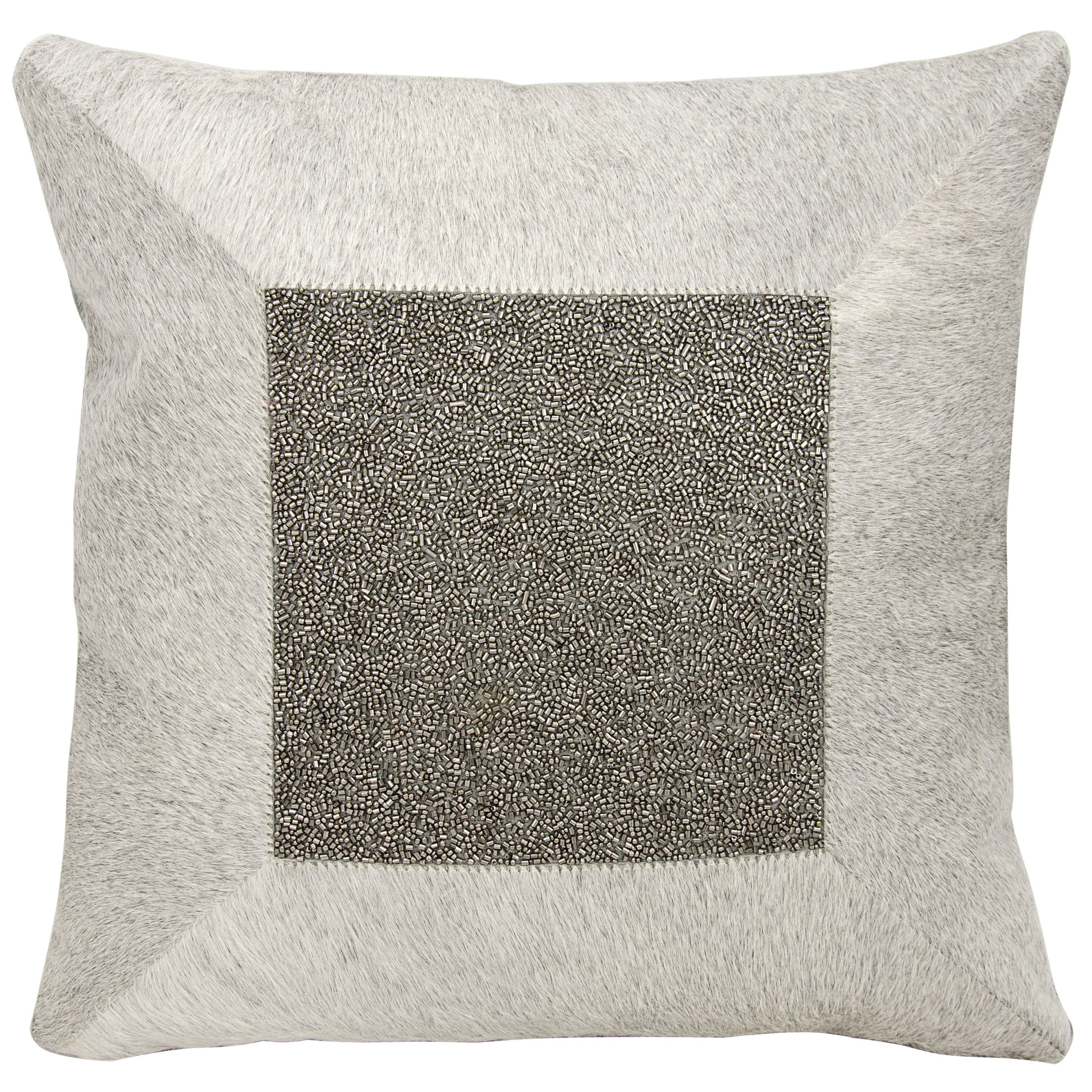 Mina Victory Natural Hide Jeweled Cube Grey Pewter Inch Throw Pillow Mina Victory Natural Hide Jeweled Cube Grey Pewter Inch Throw Pillow